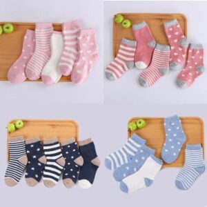 Cotton Tube Socks for Children – Breathable Jacquard Socks for Toddlers & Kids (0–9 Years)