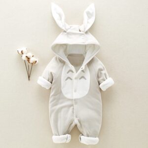 Thick Hooded Baby Romper – Cotton Padded Chinchilla Winter Onesie for Newborns (0–18 Months)