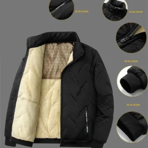 New Graphene-design Cotton Coat Winter Warm Thickened Fleece Jacket Fashion Casual Mens Clothing