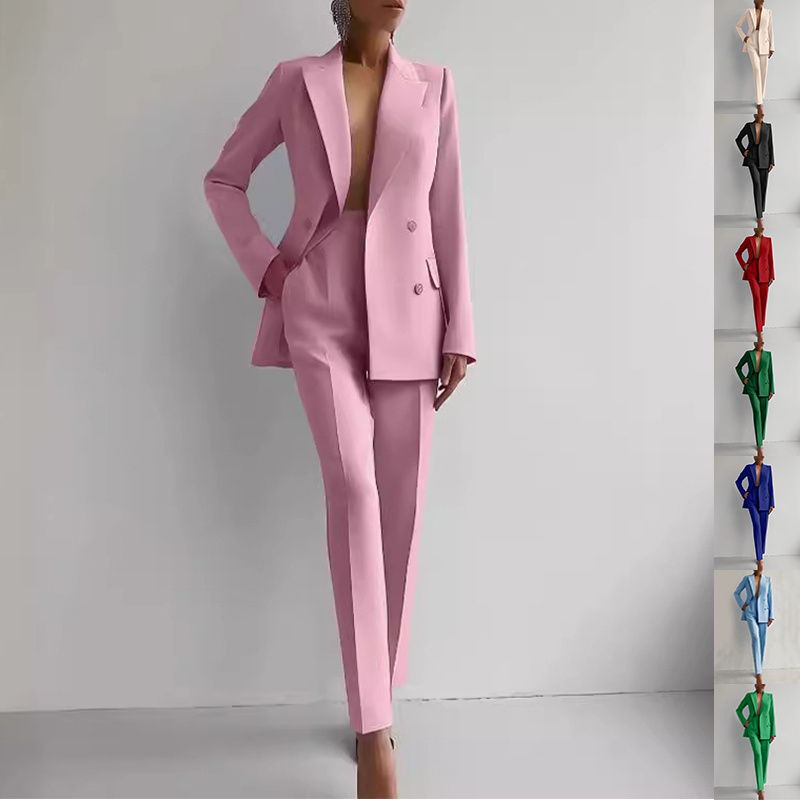 Women’s Fashion Casual Business Suit – Single-Breasted Long-Sleeve Jacket & Slim-Fit Trousers Set