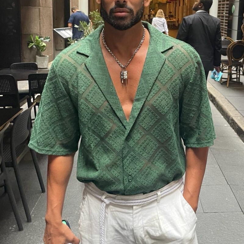 Men's Hollow-Out Breathable Lapel Shirt - Image 6