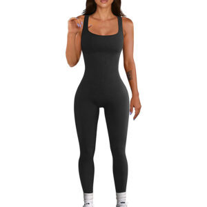 Women’s Suspender Long-Sleeve Tank Top – Waist-Slimming Spandex Leisure Bodysuit