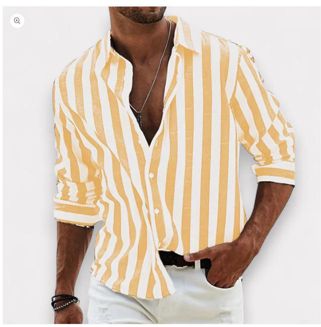 Men's Striped Loose Long Sleeve Cardigan Shirt - Image 5