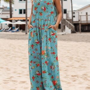 Women's Summer Printed Casual Overalls – Loose Wide-Leg Bohemian Floral Pocket Jumpsuit
