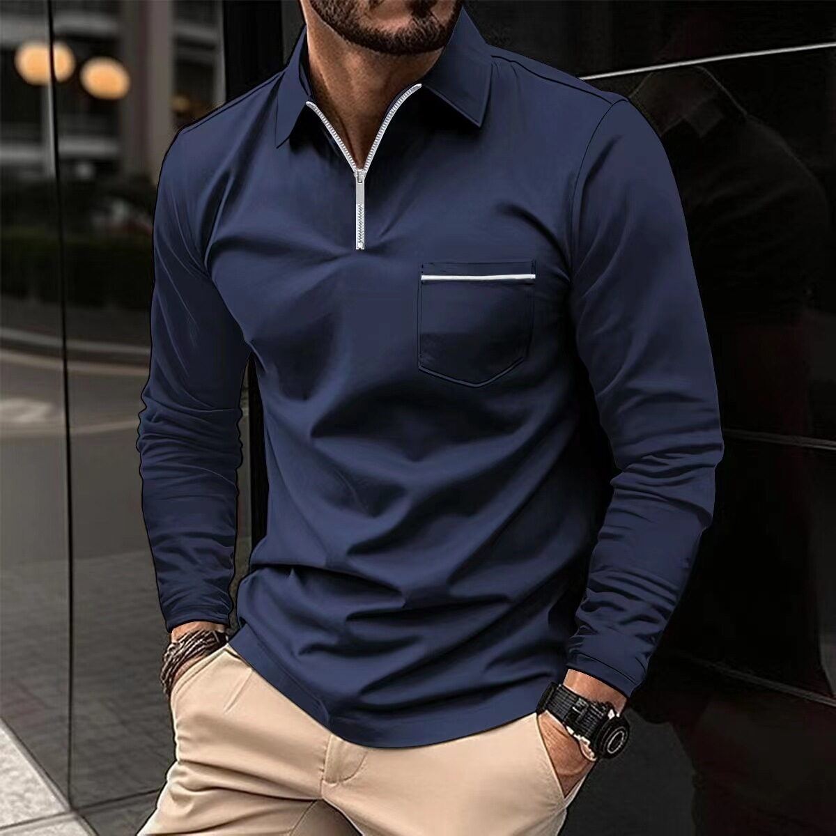 Men's Long Sleeve Performance Sports Polo - Image 9