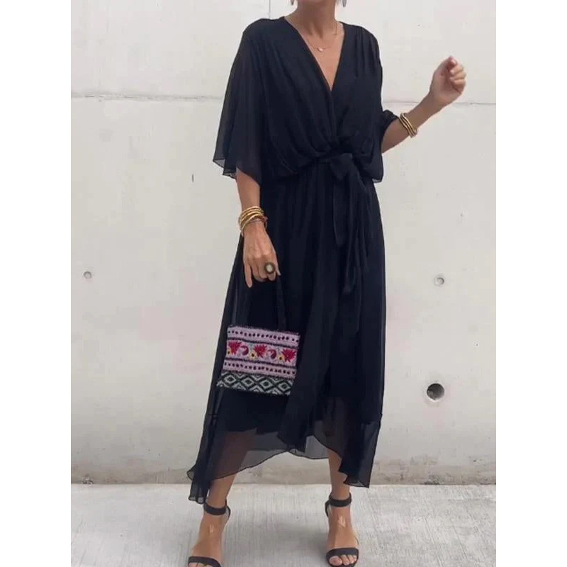 Women’s Batwing Sleeve V-Neck Dress - Image 7