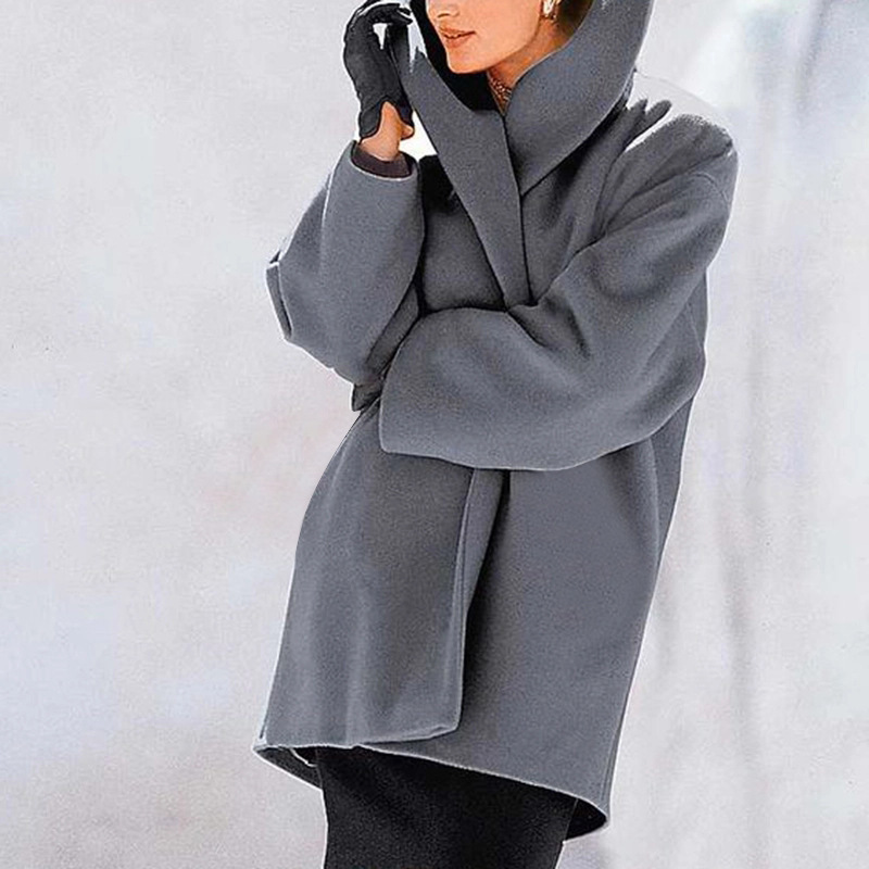 Women’s Plus Size Oversized Hooded Long Coat – Button-Down Wool-Like Winter Jacket – Elegant Fall & Winter Outerwear - Image 2