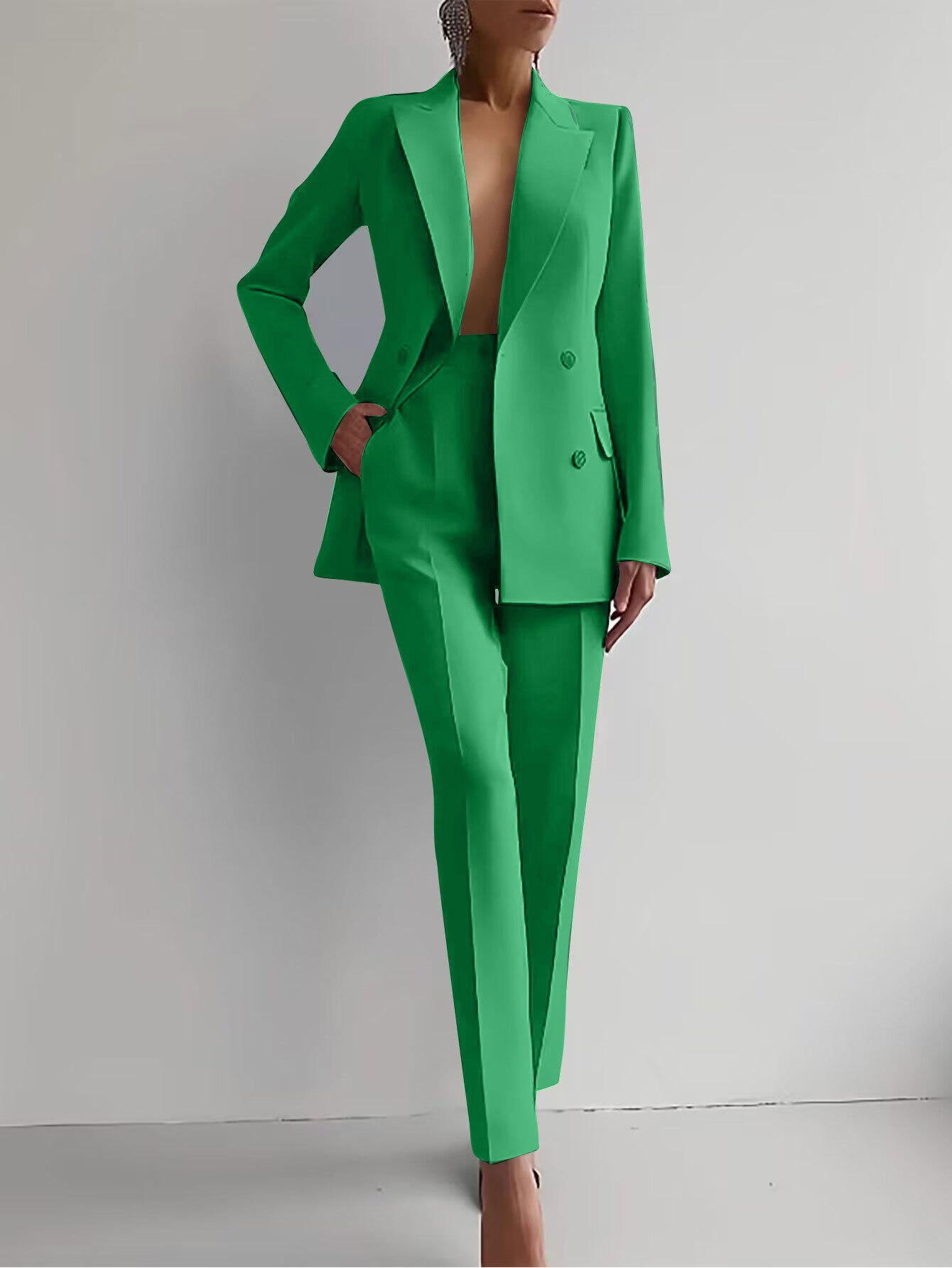 Women’s Fashion Casual Business Suit – Single-Breasted Long-Sleeve Jacket & Slim-Fit Trousers Set - Image 5