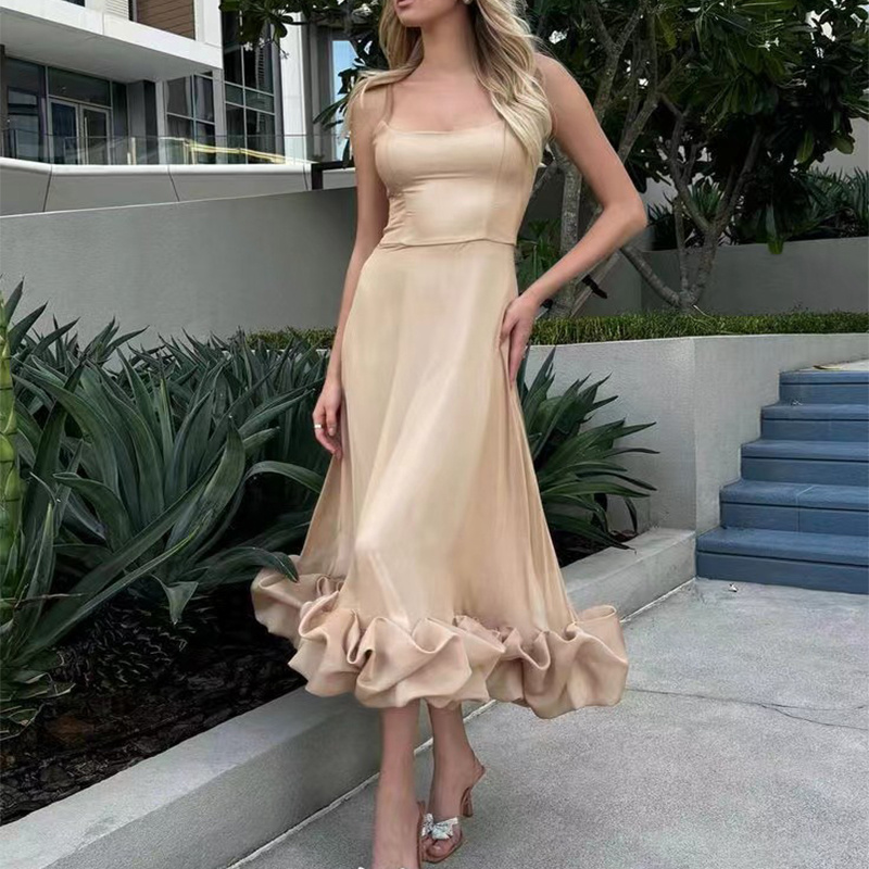 Women's Large Three-Dimensional Flower A-Line Skirt – Elegant Chiffon Suspender Dress - Image 2