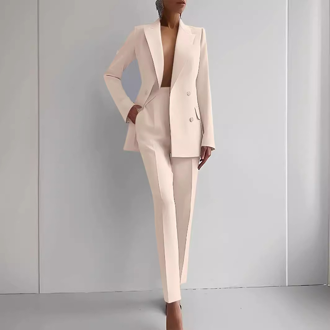 Women’s Fashion Casual Business Suit – Single-Breasted Long-Sleeve Jacket & Slim-Fit Trousers Set - Image 4