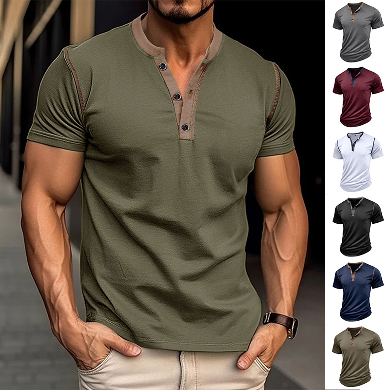 Men's Fashion Short-Sleeve Polo Shirt – Summer V-Neck Buttoned Breathable Casual Top - Image 6