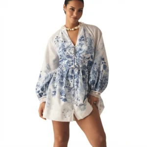 Floral Puff-Sleeve Dress