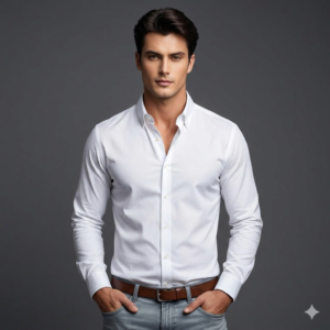 Men’s Long-Sleeve Cotton Linen Shirt – Loose American Retro Cardigan Casual Undershirt