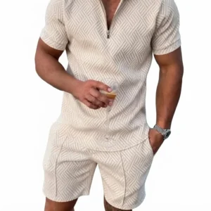 Men's Athletic Polo & Shorts Tracksuit Set