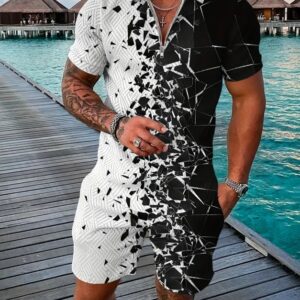 Men's Athletic Polo & Shorts Tracksuit Set