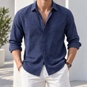 Men's Casual Long-Sleeve Button-Down Shirt