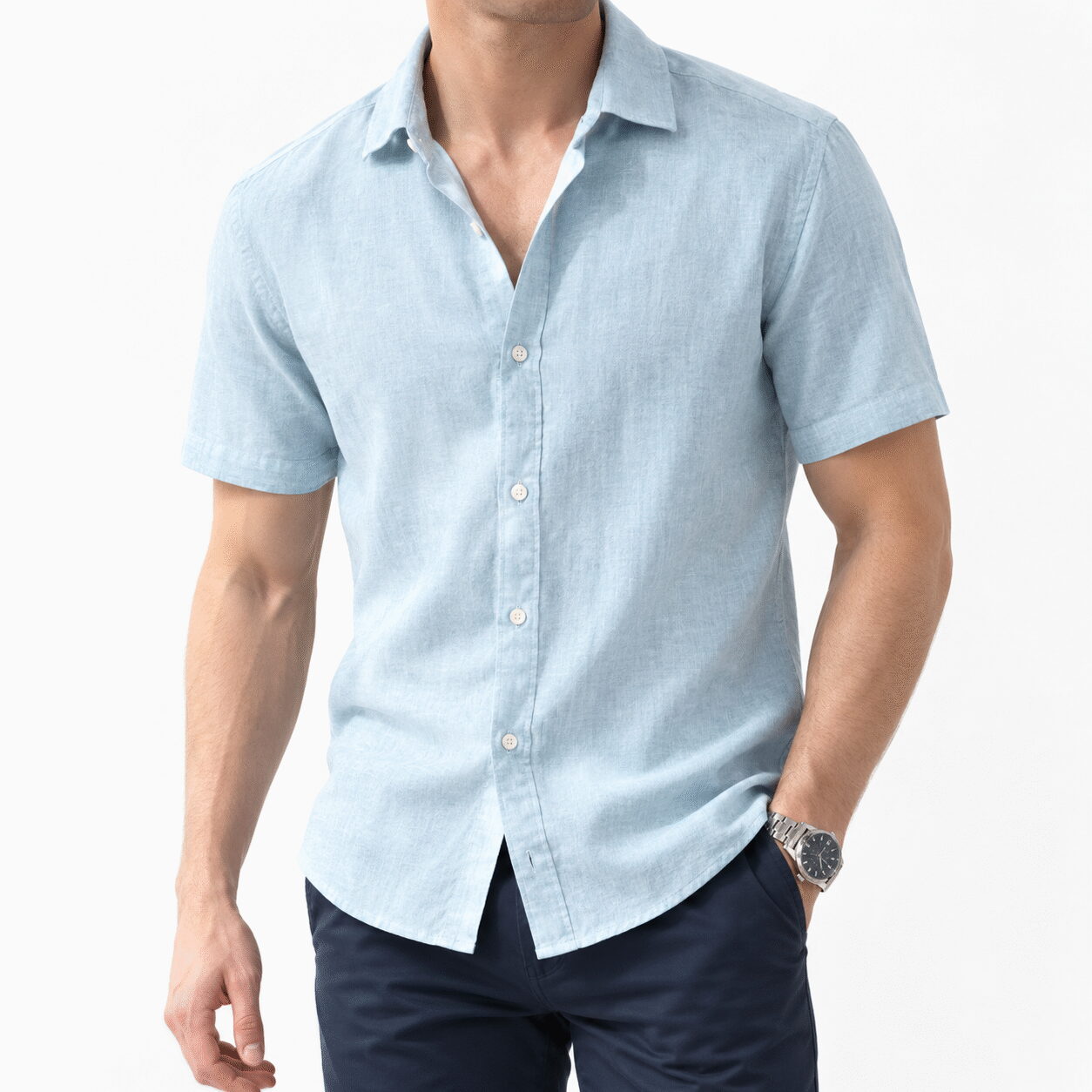 Men's Casual Loose Solid Lapel Shirt - Image 4