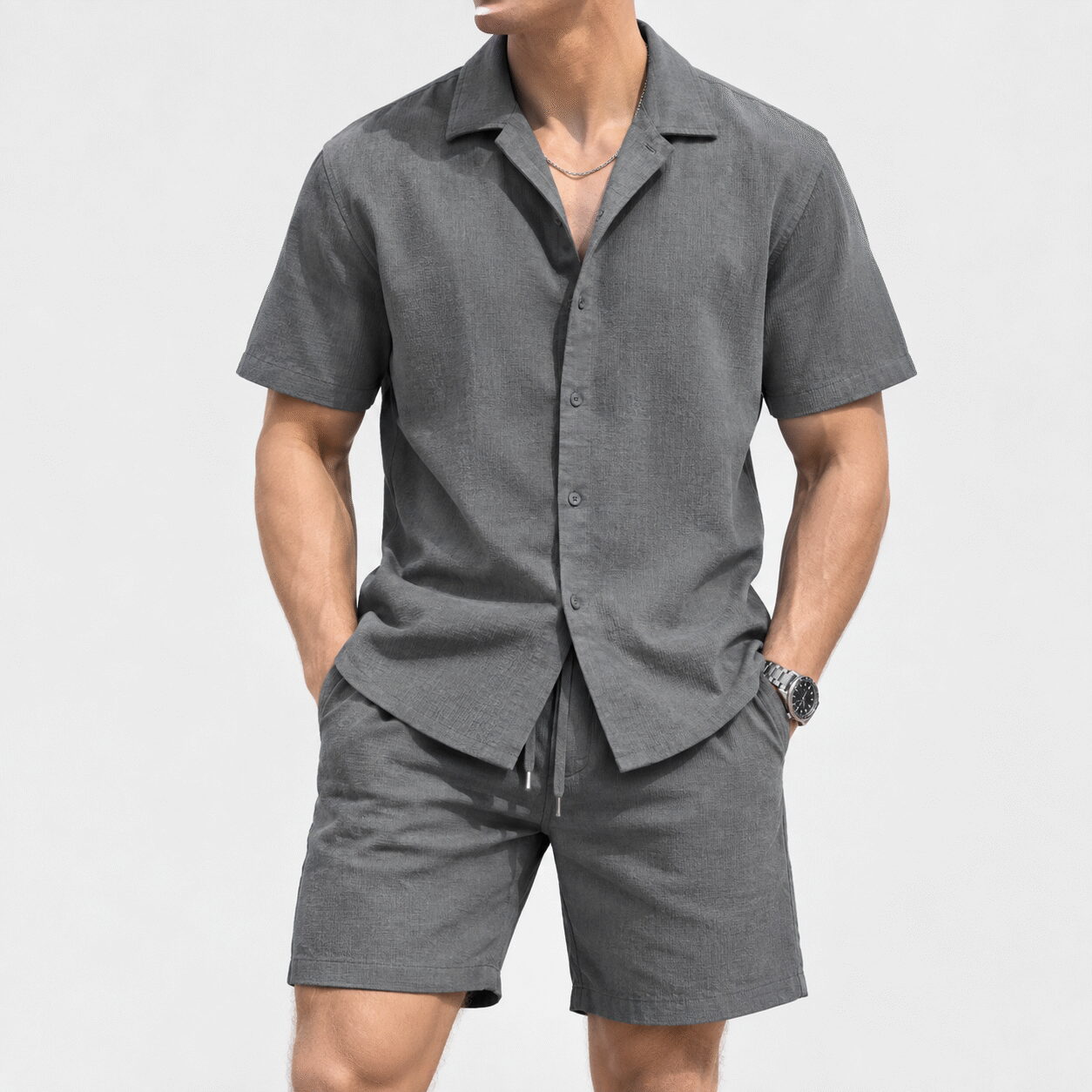 Men's Cotton Blend Polo & Shorts Set - Image 4