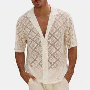 Men's Hollow-Out Breathable Lapel Shirt