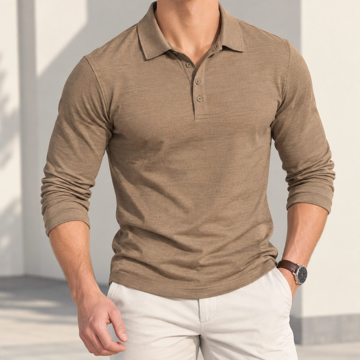 Men's Long-Sleeve Sport Polo - Image 2