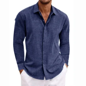 Men's Retro Cotton Linen Long Sleeve Cardigan