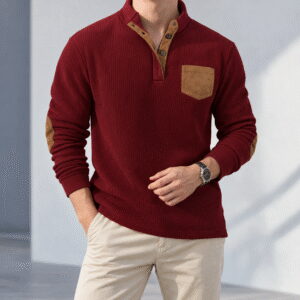Men’s Slim Fit Corduroy Stand Collar Hoodie