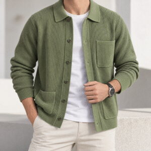 Men’s Slim Fit Cotton Shirt Collar Cardigan