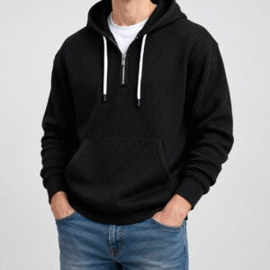 Men's Solid Corduroy Long Sleeve Hoodie