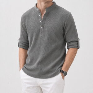 Men's Stand Collar Loose Fit Pullover Shirt