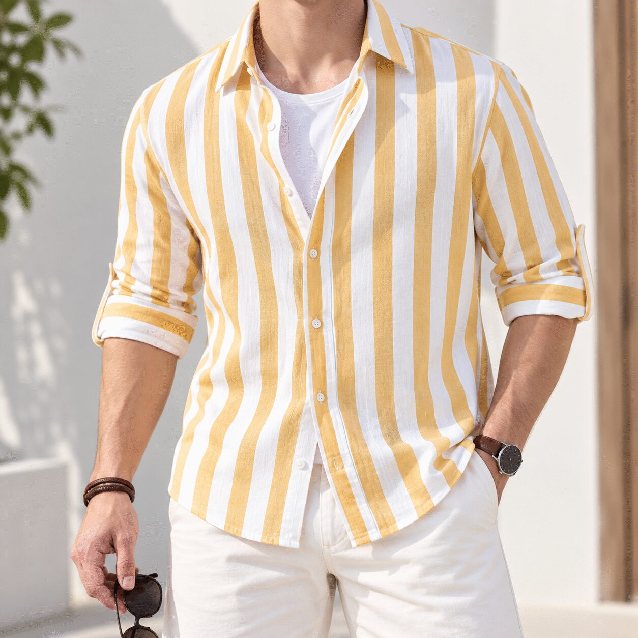 Men's Striped Loose Long Sleeve Cardigan Shirt - Image 4
