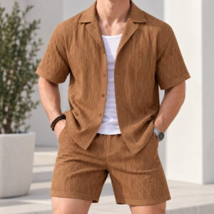 Men's Summer Short Sleeve Shirt & Shorts Set