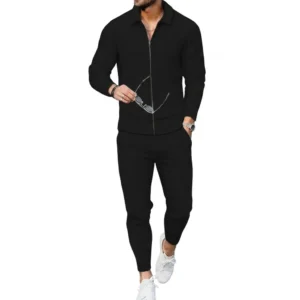 Men's Zipper Tracksuit Jacket & Trousers Set