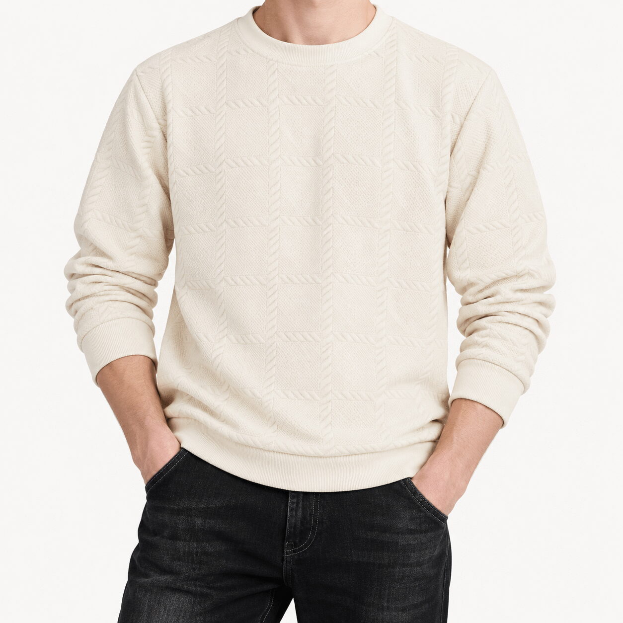 Men's Premium Jacquard Round Neck Sweatshirt - Image 2