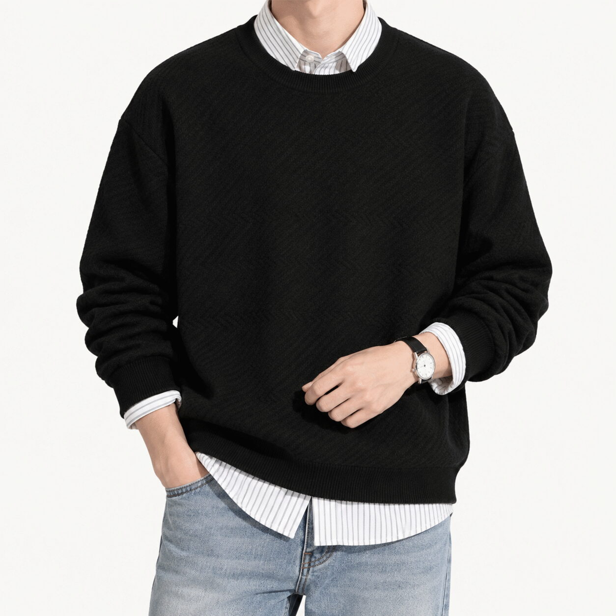 Men's Premium Jacquard Round Neck Sweatshirt