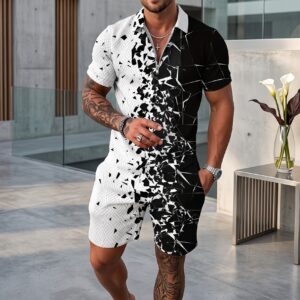 Men's Athletic Polo & Shorts Tracksuit Set