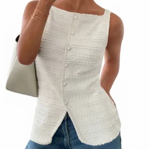 Trendy Square Neck Button-Up Vest