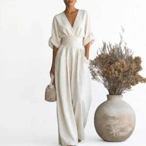 V-Neck Knit Jumpsuit