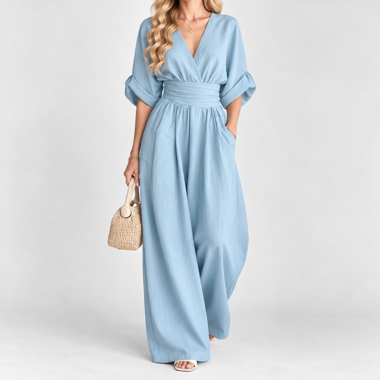 V-Neck Knit Jumpsuit - Image 5