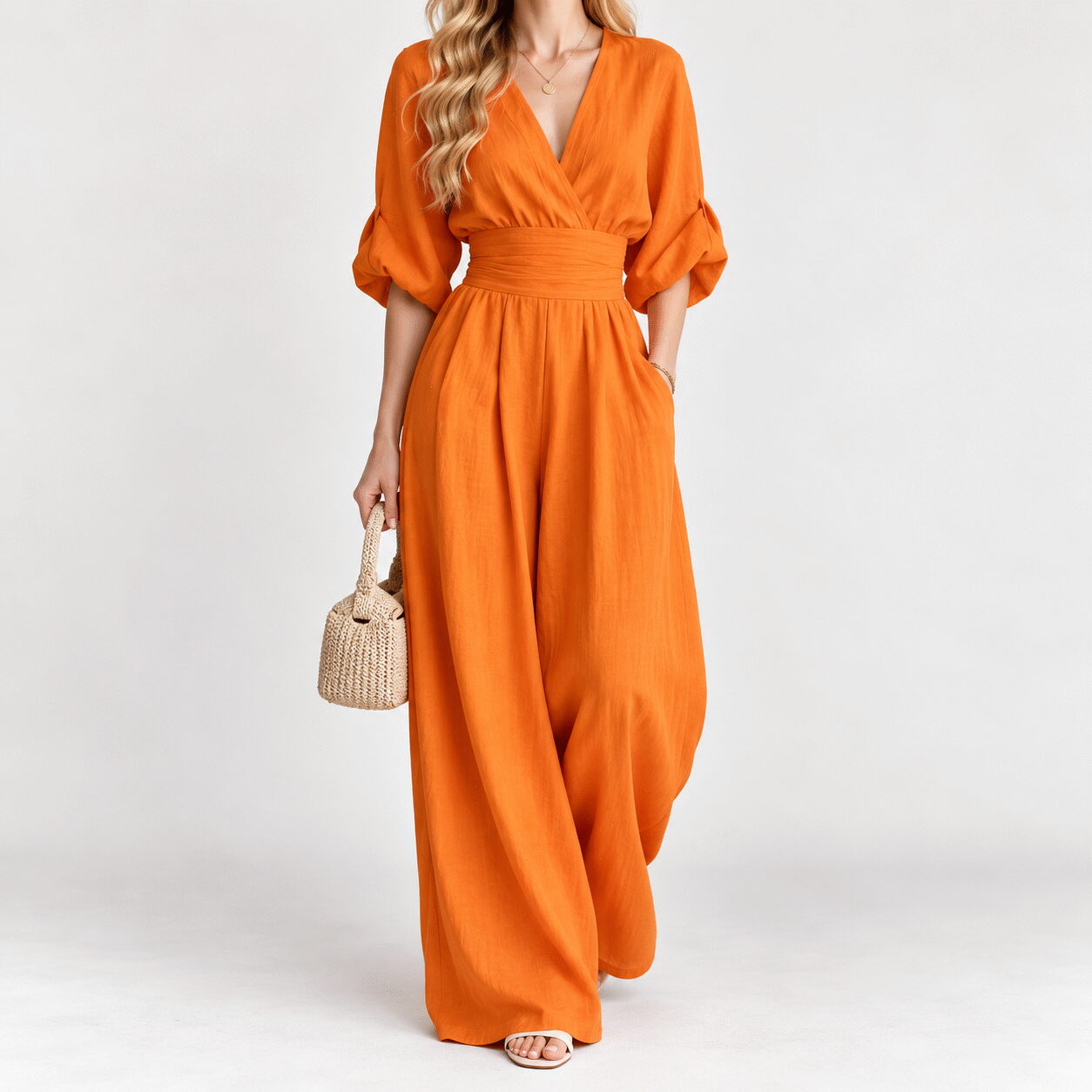 V-Neck Knit Jumpsuit - Image 6