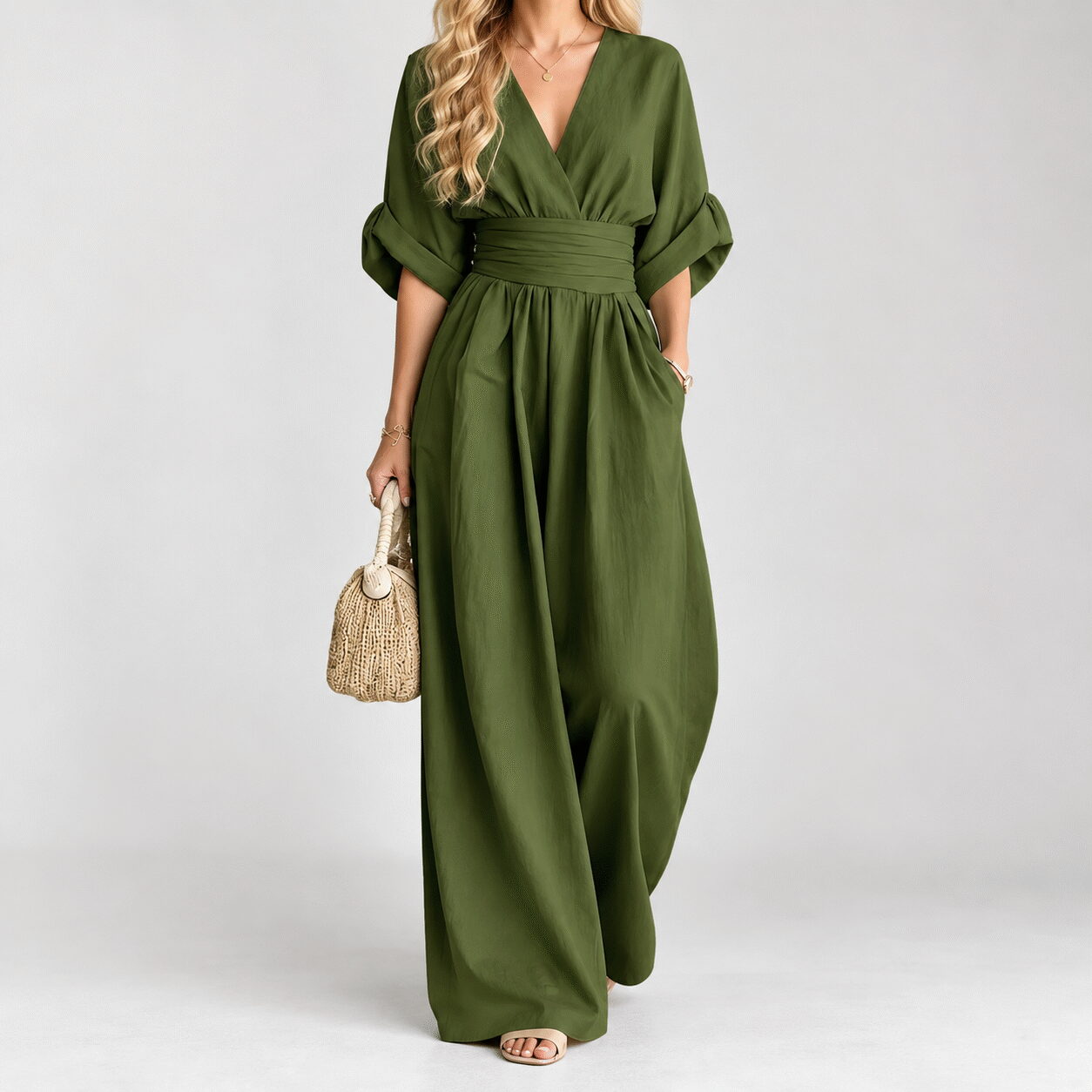 V-Neck Knit Jumpsuit