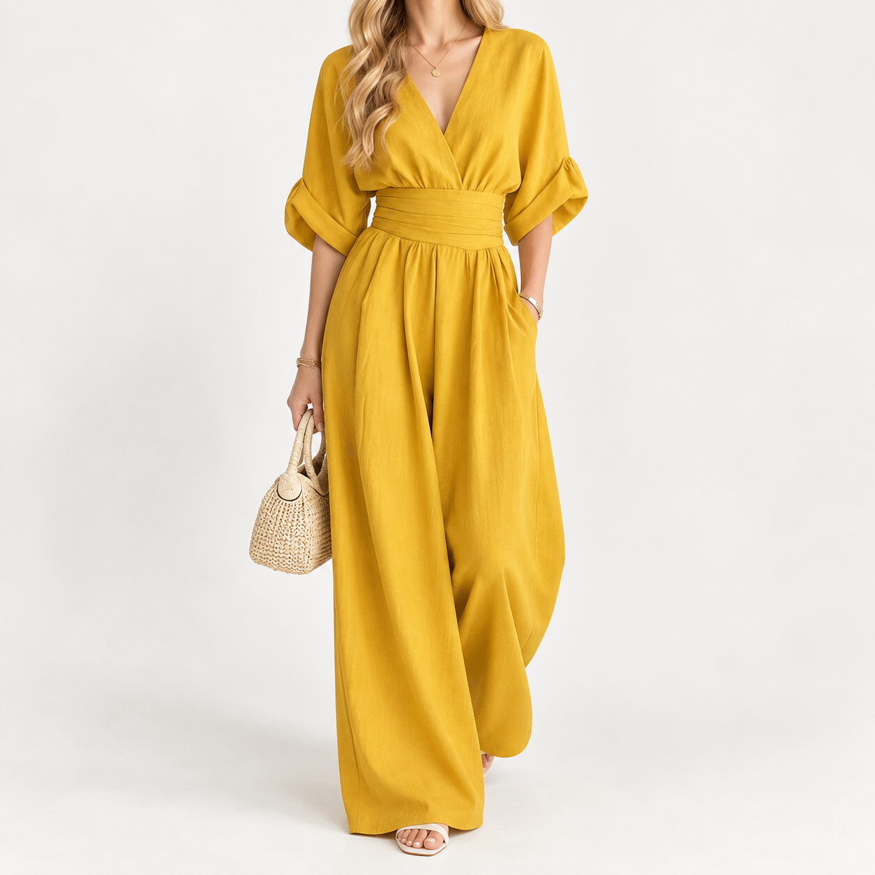 V-Neck Knit Jumpsuit - Image 8