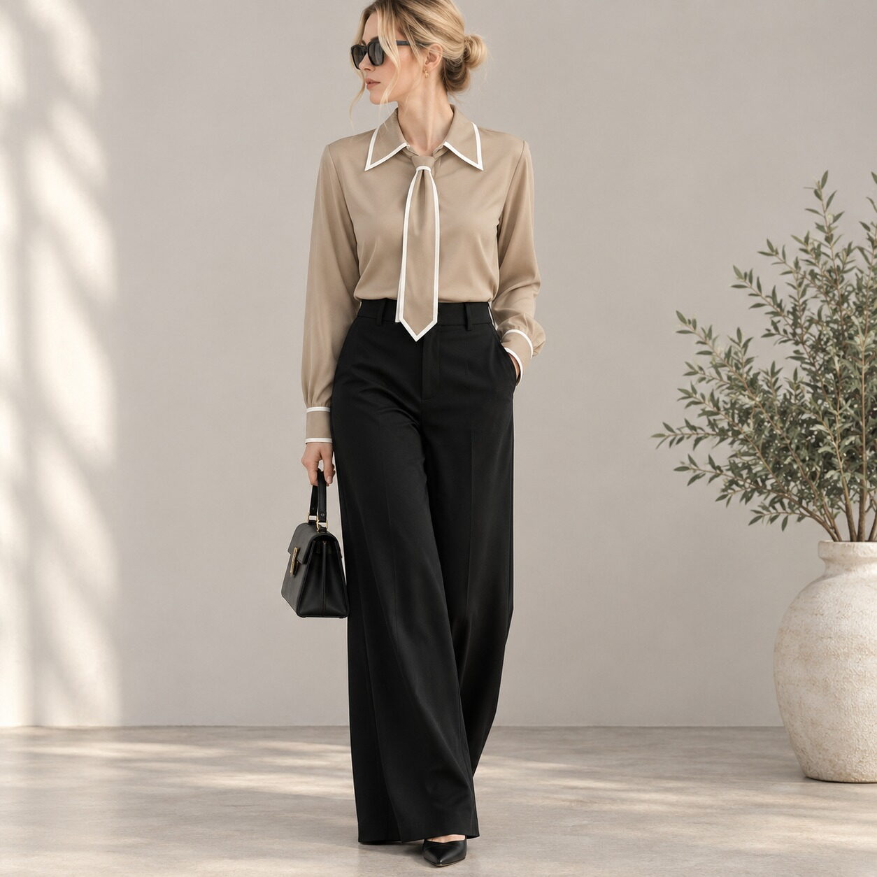 Women Collar Shirt with Necktie - Image 5