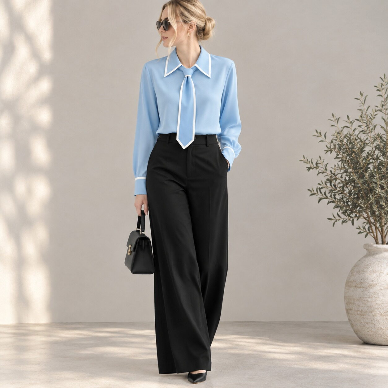 Women Collar Shirt with Necktie - Image 6