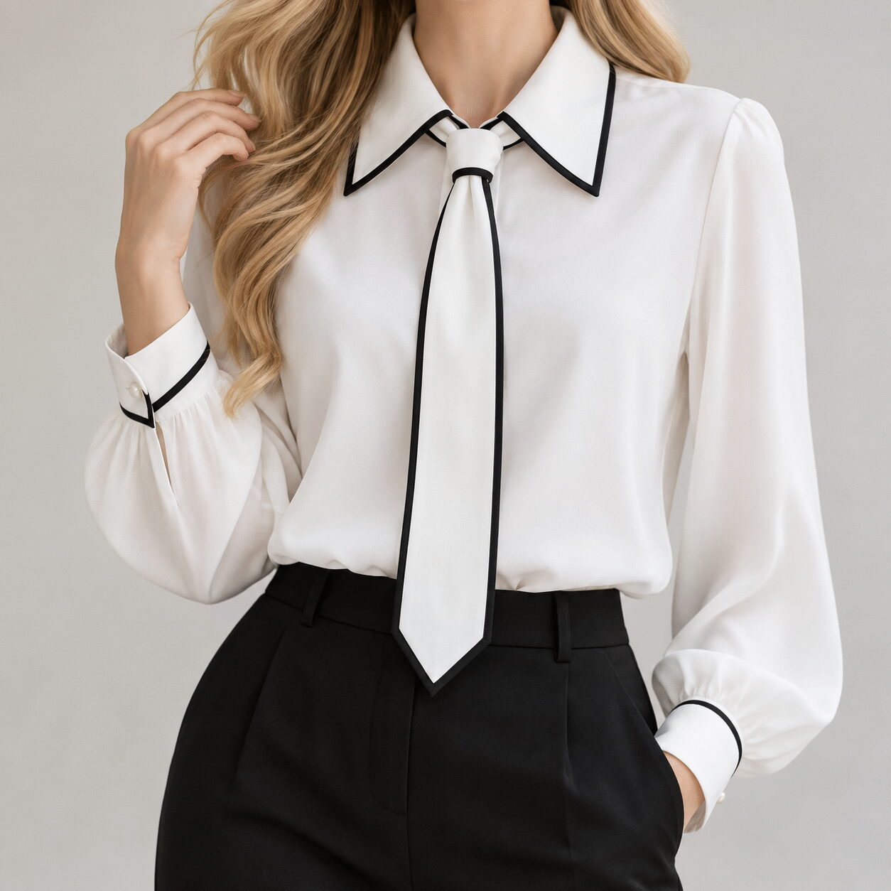 Women Collar Shirt with Necktie - Image 7