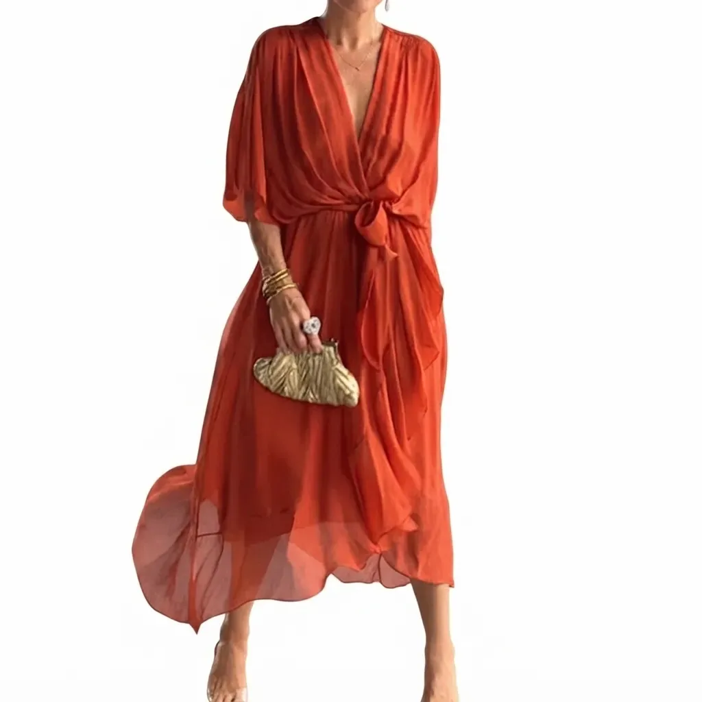 Women’s Batwing Sleeve V-Neck Dress
