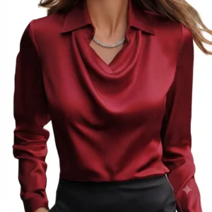 Women’s Draped Satin Blouse Dress