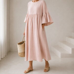 Women’s Full-Sleeve Polyester Beach Boho Style Maxi Dress