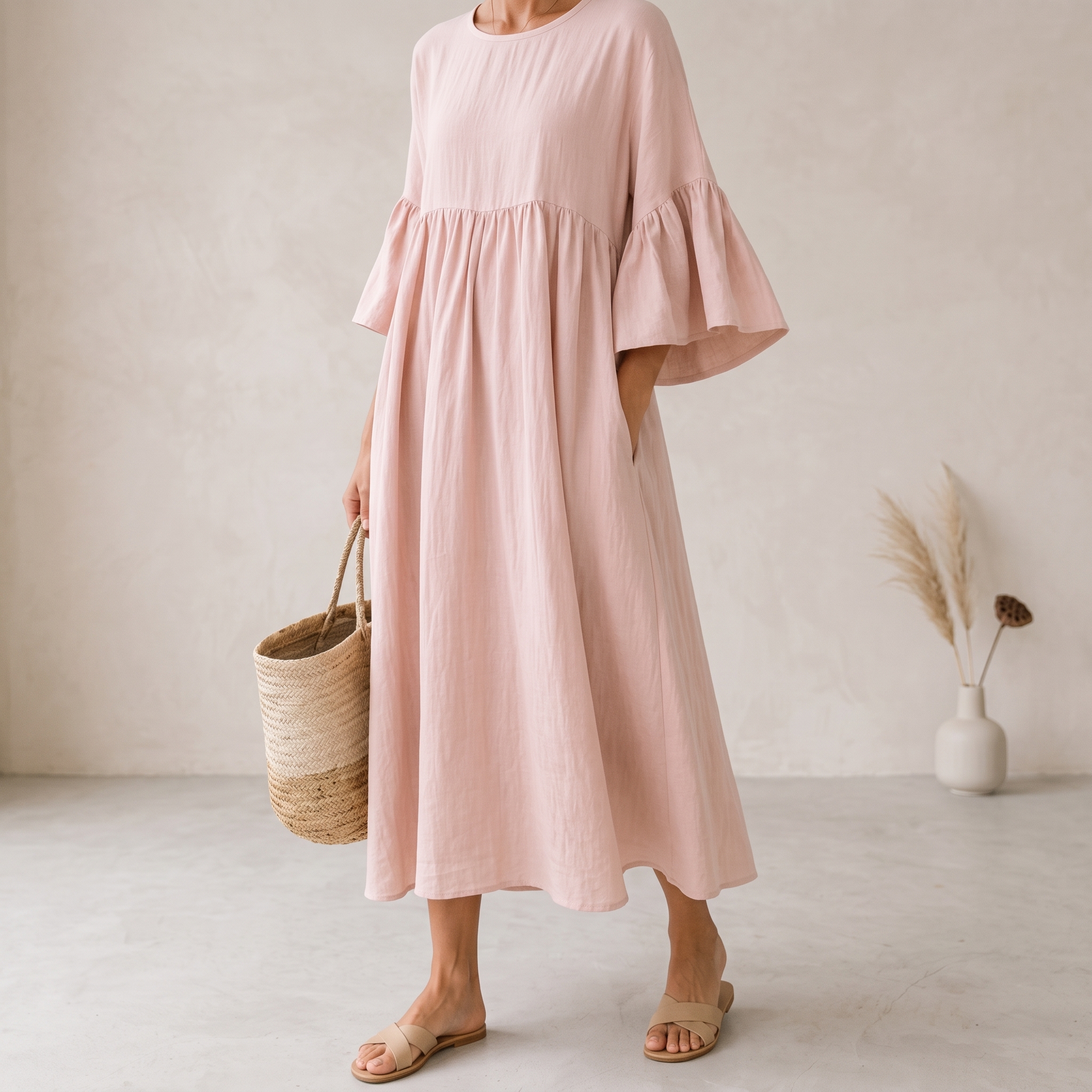 Women’s Full-Sleeve Polyester Beach Boho Style Maxi Dress - Image 2
