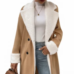 Women’s Leisure Commute Khaki Woolen Coat