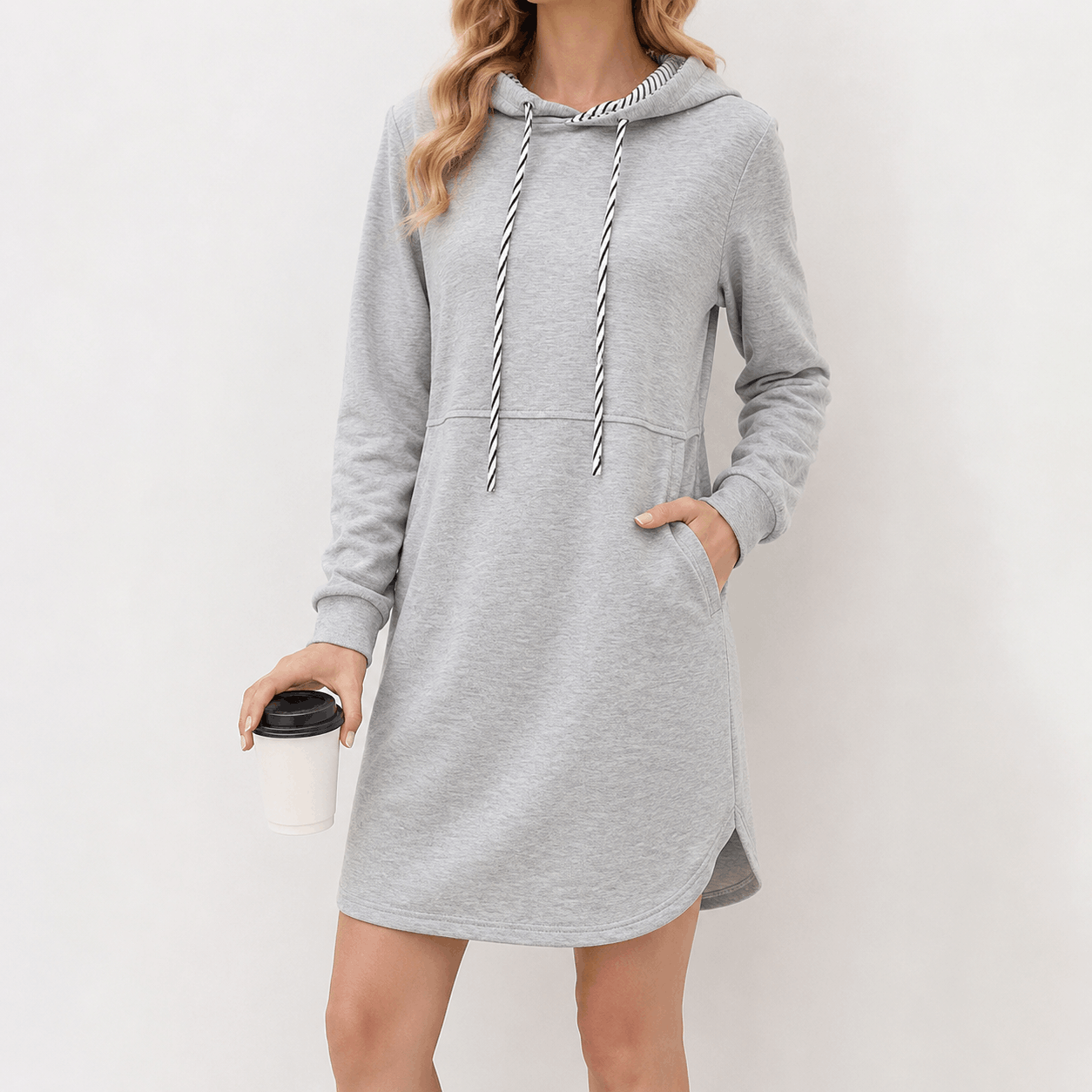 Women's Long-Sleeve Pocket Hoodie Dress - Image 3